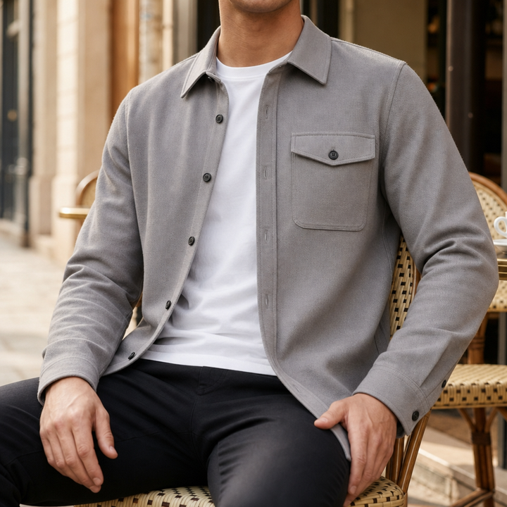 Men's Button-Up Shirt Jacket with Chest Pocket in Relaxed Fit