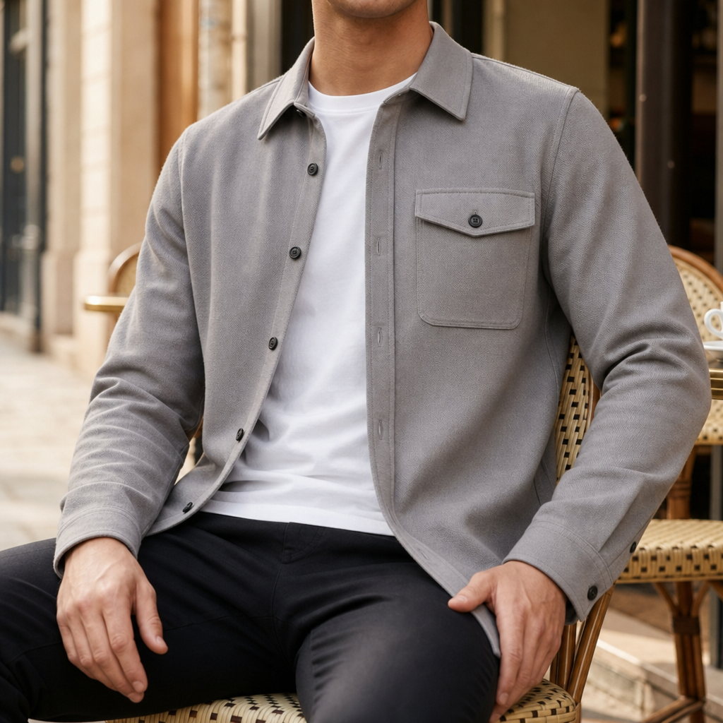 Men's Relaxed Fit Shirt Jacket with Chest Pocket