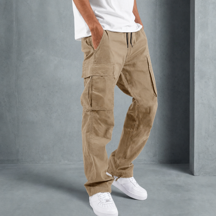Men's Cotton Blend Cargo Pants with Drawcord Hem