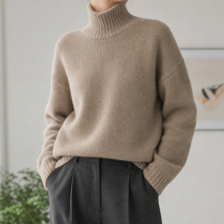 Women's Knit Turtleneck Sweater in Relaxed Fit
