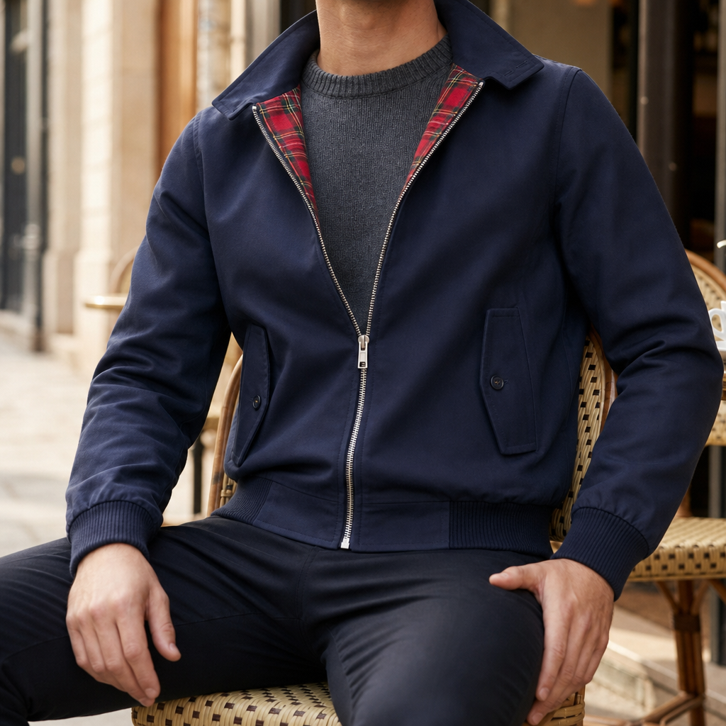 Men's Tartan Lined Harrington Jacket Classic Fit