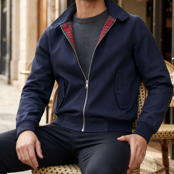 Men's Tartan Lined Harrington Jacket Classic Fit