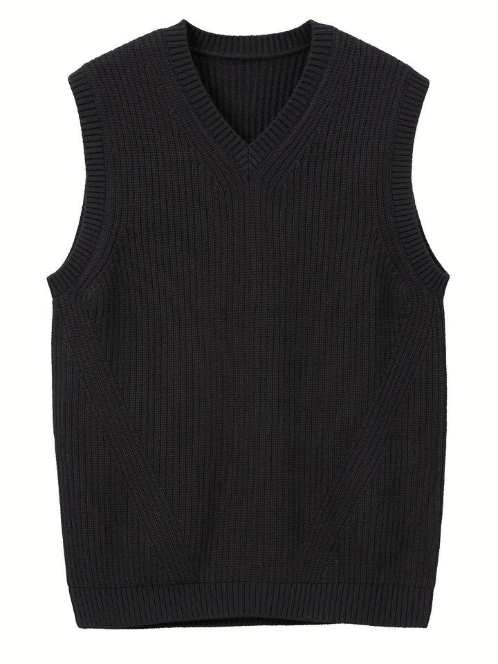 Men's Ribbed Knit V-Neck Sweater Vest