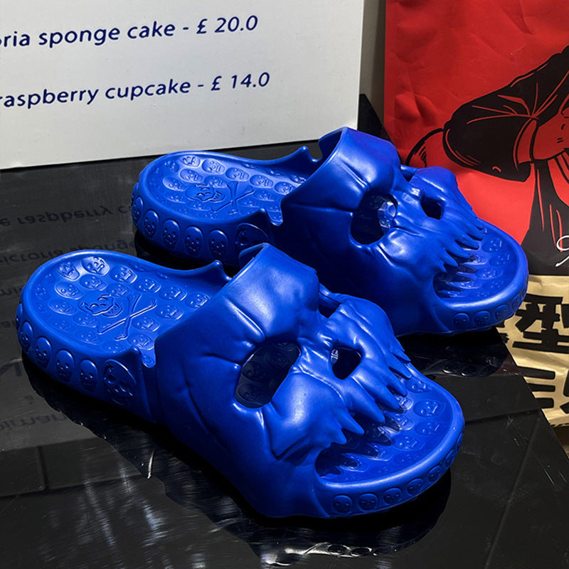 Skull Face Halloween Slide Slippers