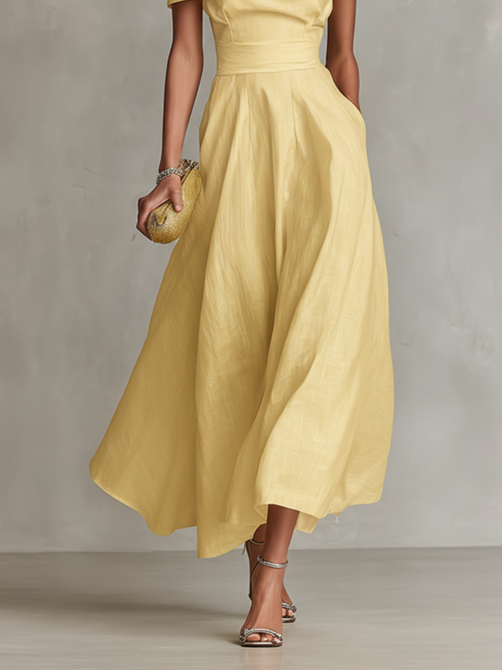 Elegant Off Shoulder A-Line Midi Dress