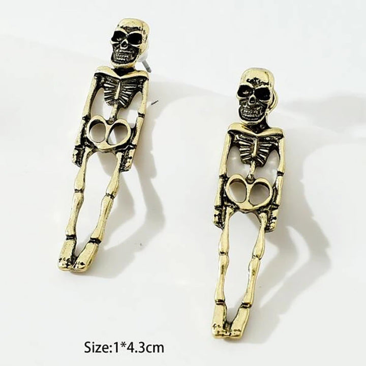 Women's Skull Stud Skeleton Drop Halloween Earrings