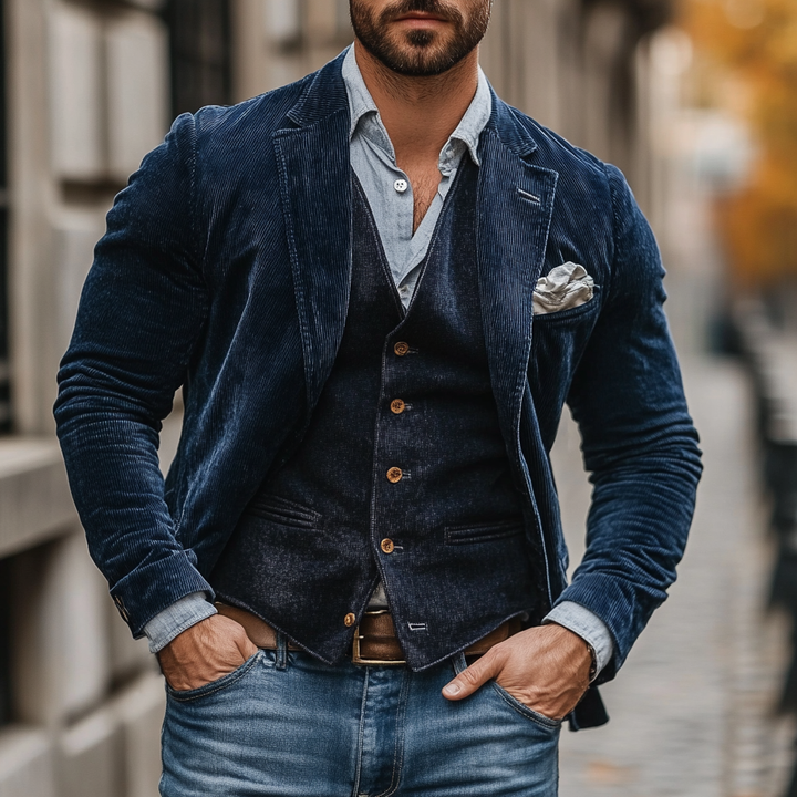 Men's Tailored Blazer and Waistcoat Set