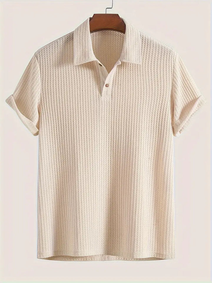 Textured Knit Polo Shirt for Men