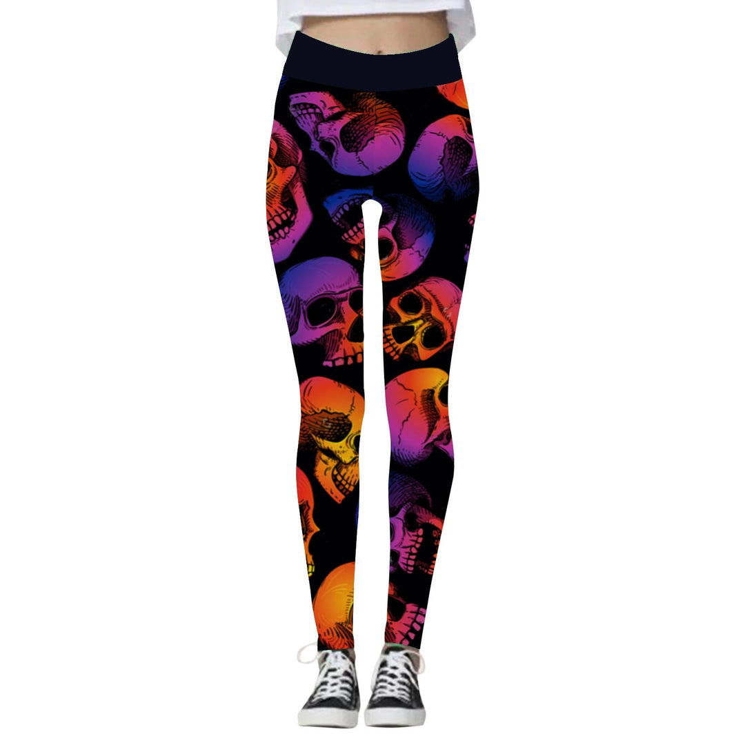 Women's Skull and Pumpkin Print Halloween Leggings