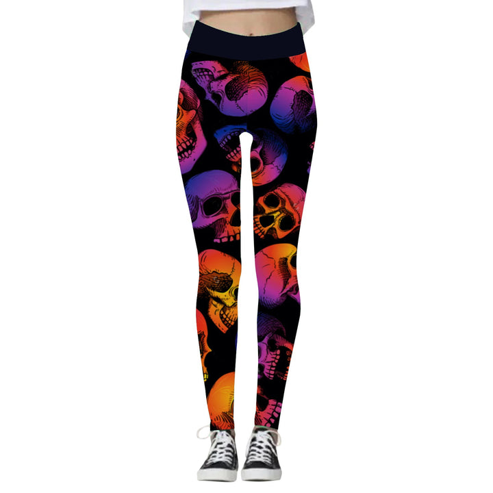 Women's Skull and Pumpkin Print Halloween Leggings