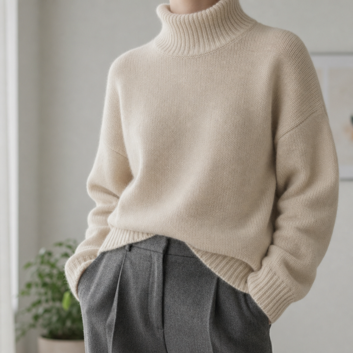 Women's Knit Turtleneck Sweater in Relaxed Fit