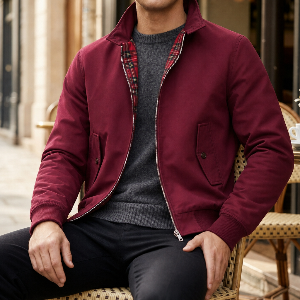 Men's Tartan Lined Harrington Jacket Classic Fit