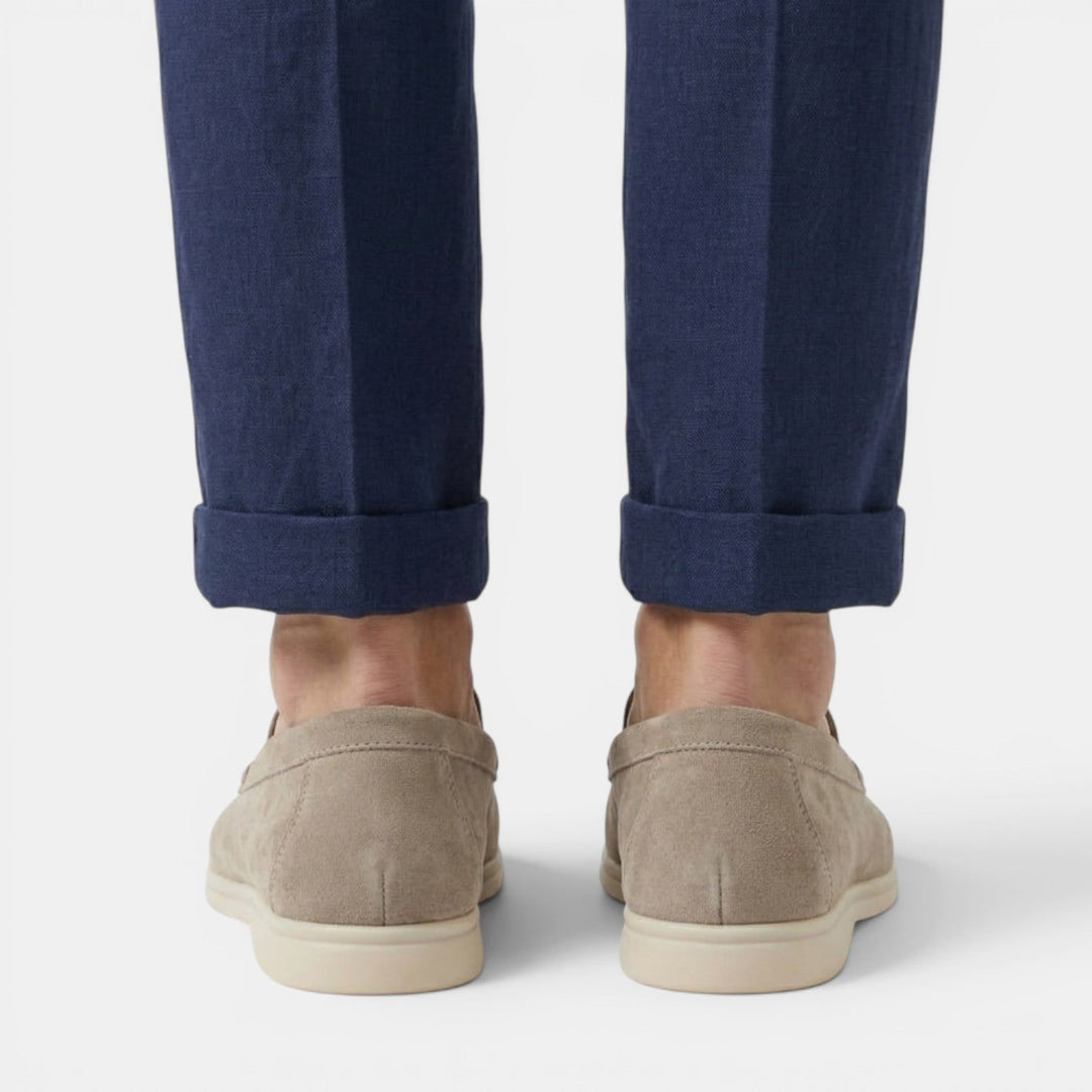 Men's Suede Moc-Toe Loafers with Contrast Sole