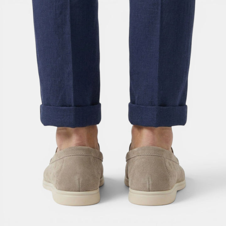 Men's Suede Moc-Toe Loafers with Contrast Sole