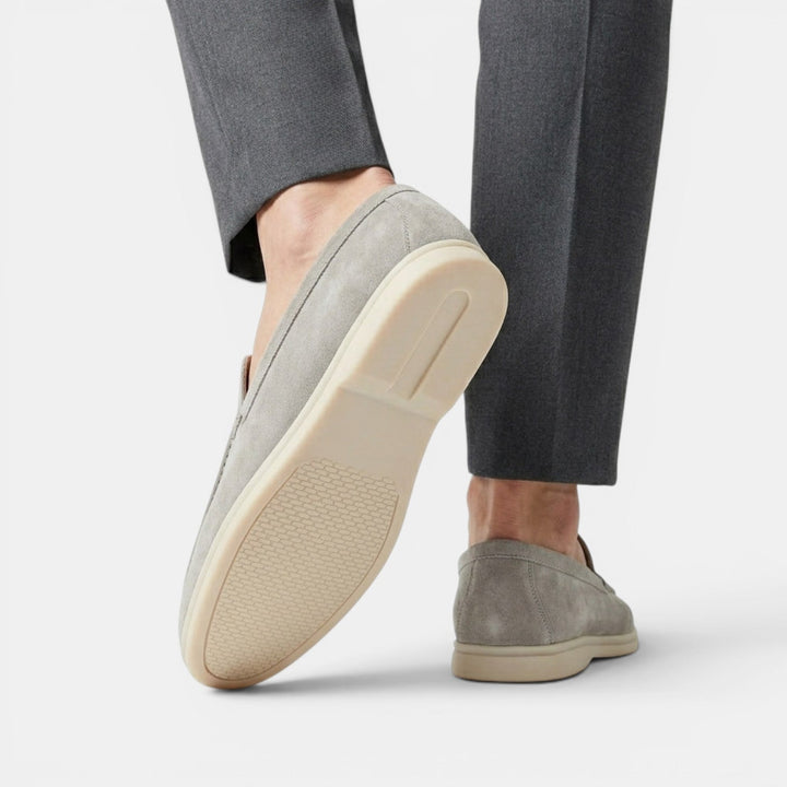 Men's Suede Moc-Toe Loafers with Contrast Sole