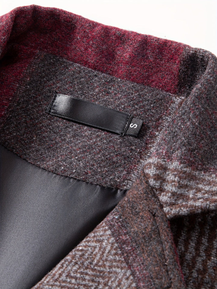 Men's Patchwork Tweed Suit Vest with Notch Lapel