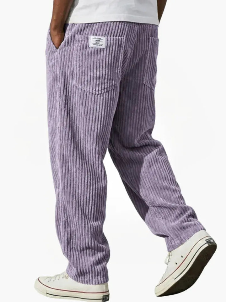 Men's Corduroy Pants with Drawstring Waist Relaxed Fit
