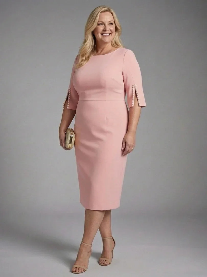 Women's Fitted Sheath Dress with Split Sleeves