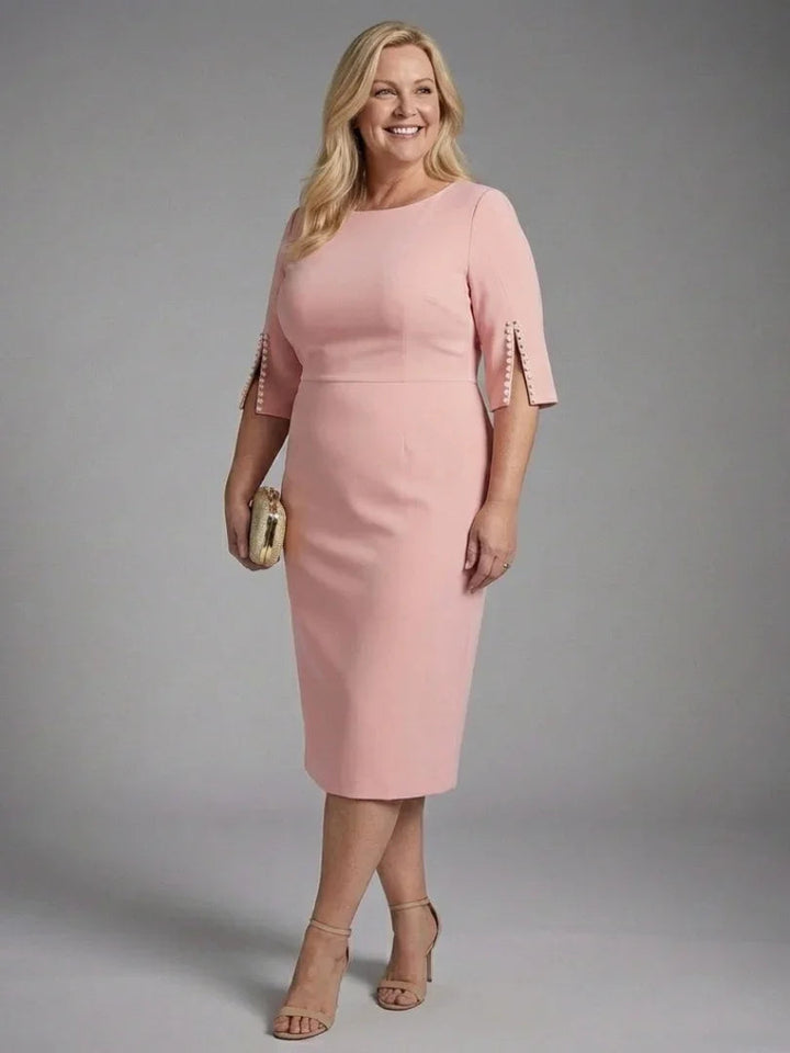 Women's Fitted Sheath Dress with Split Sleeves