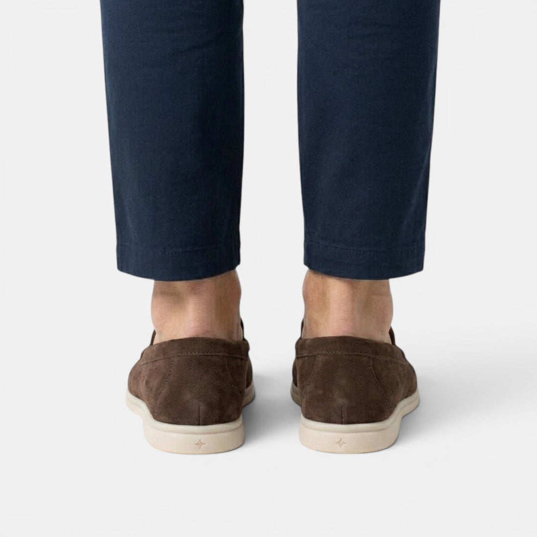 Men's Suede Moc-Toe Loafers with Contrast Sole