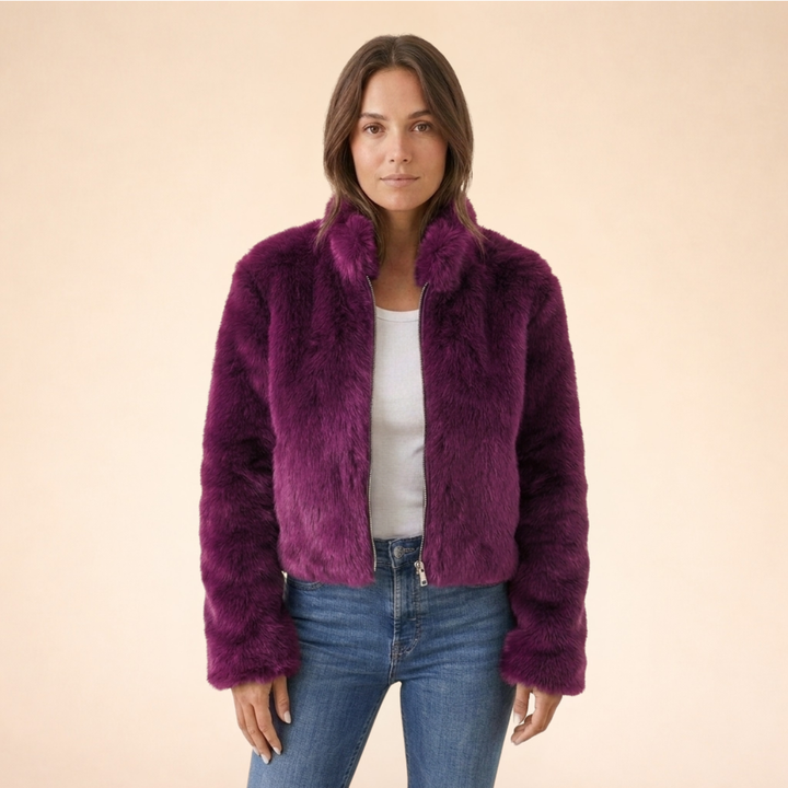 Plush Faux Fur Zip Up Jacket