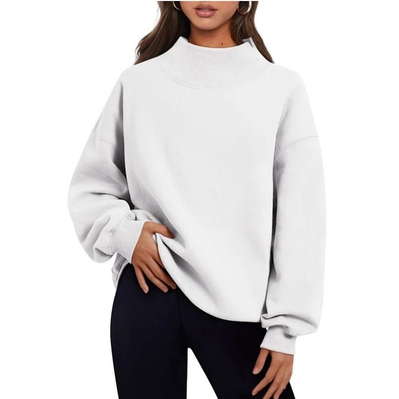 Women's Fleece-Lined Mock Neck Sweatshirt in Oversized Fit