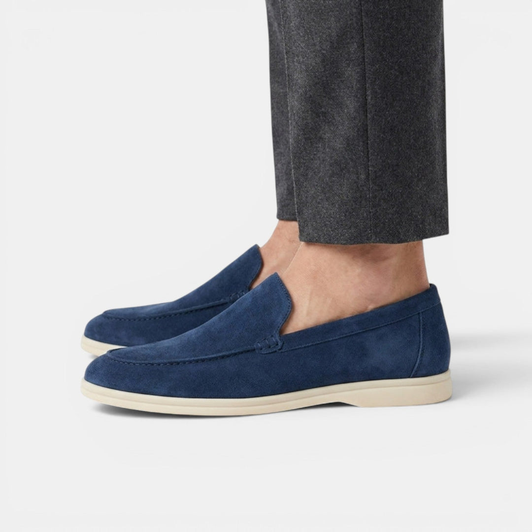 Men's Suede Moc-Toe Loafers with Contrast Sole