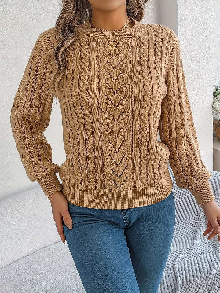 Women's Cable Knit Pointelle Sweater