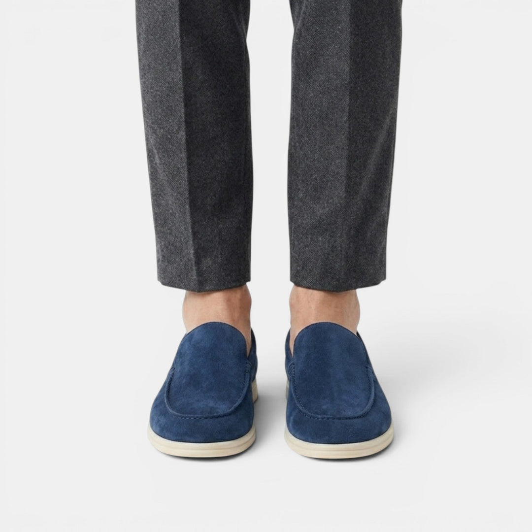 Men's Suede Moc-Toe Loafers with Contrast Sole