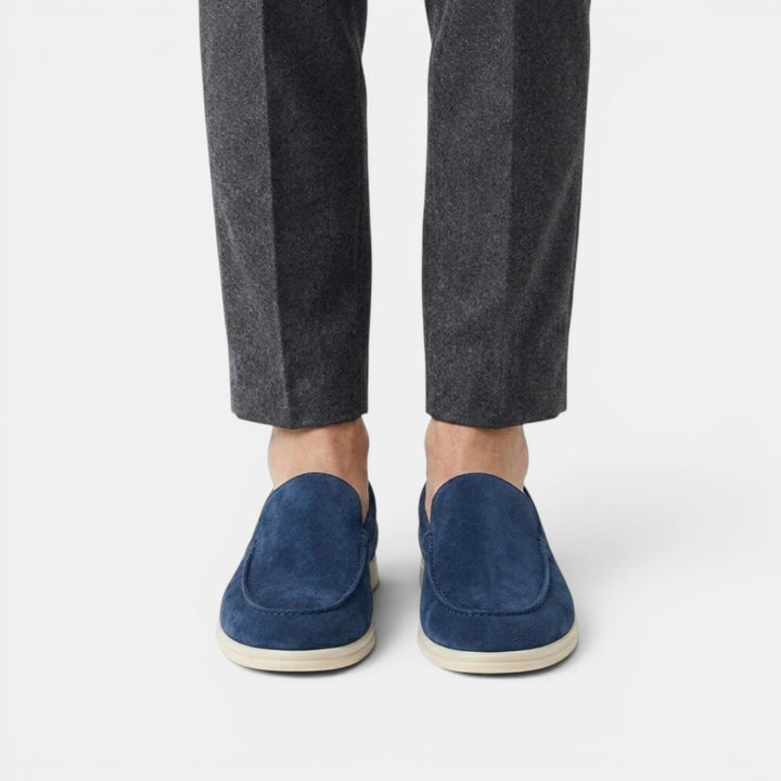 Men's Suede Moc-Toe Loafers with Contrast Sole