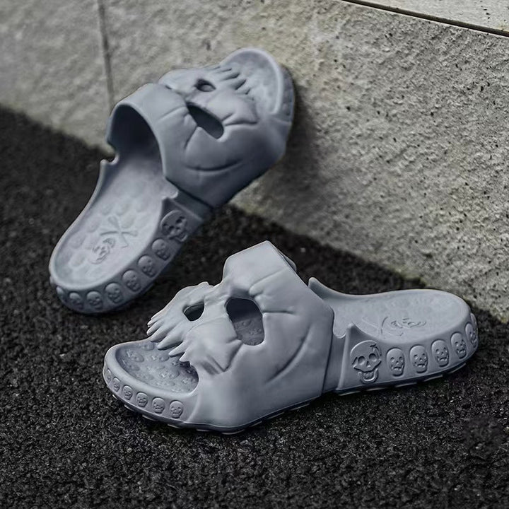 Skull Face Halloween Slide Slippers