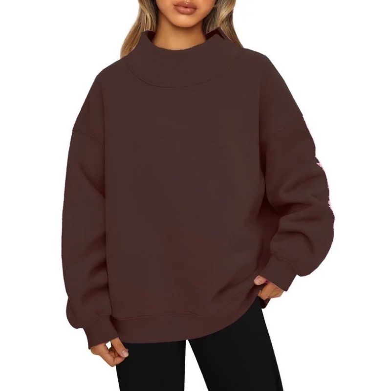 Women's Fleece-Lined Mock Neck Sweatshirt in Oversized Fit