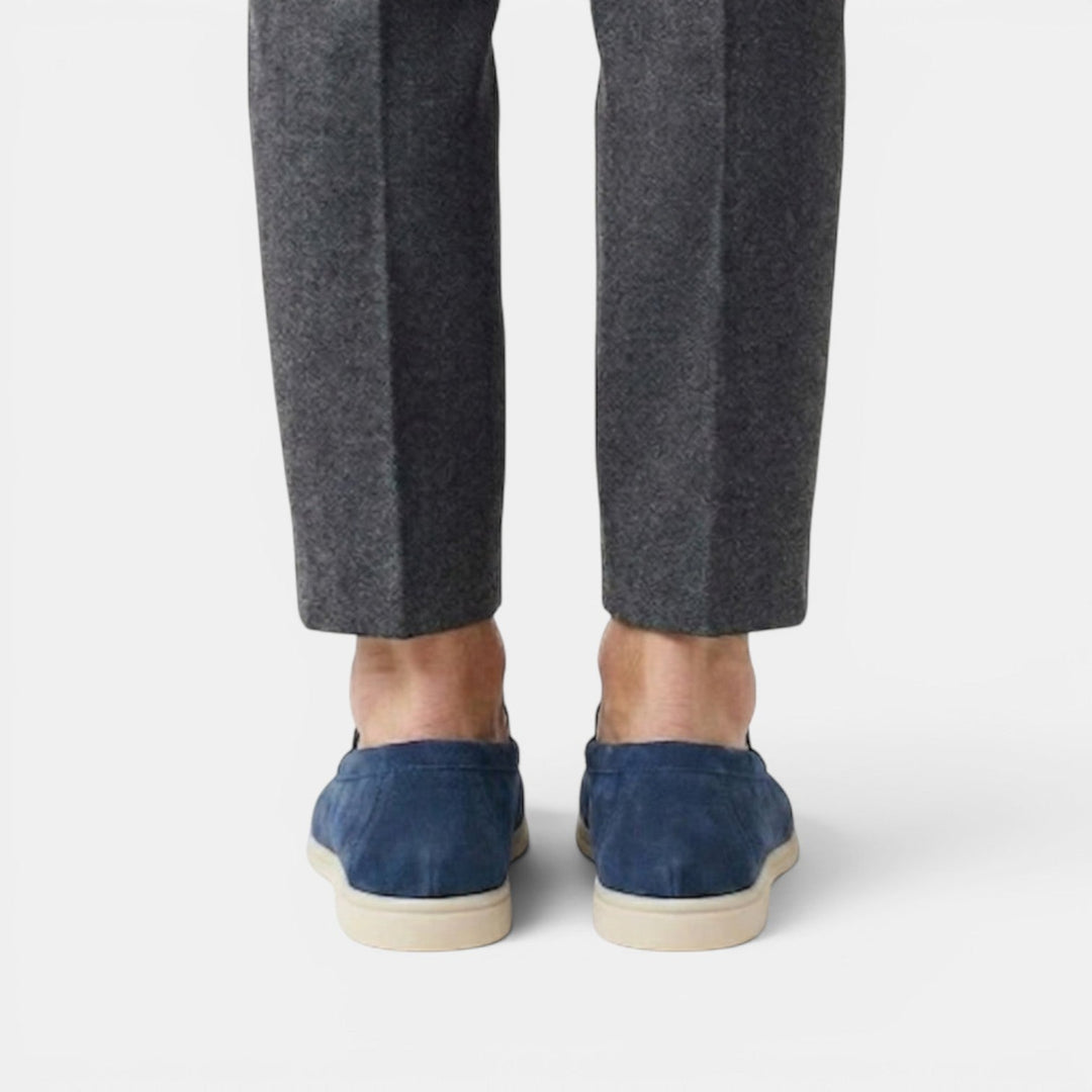 Men's Suede Moc-Toe Loafers with Contrast Sole