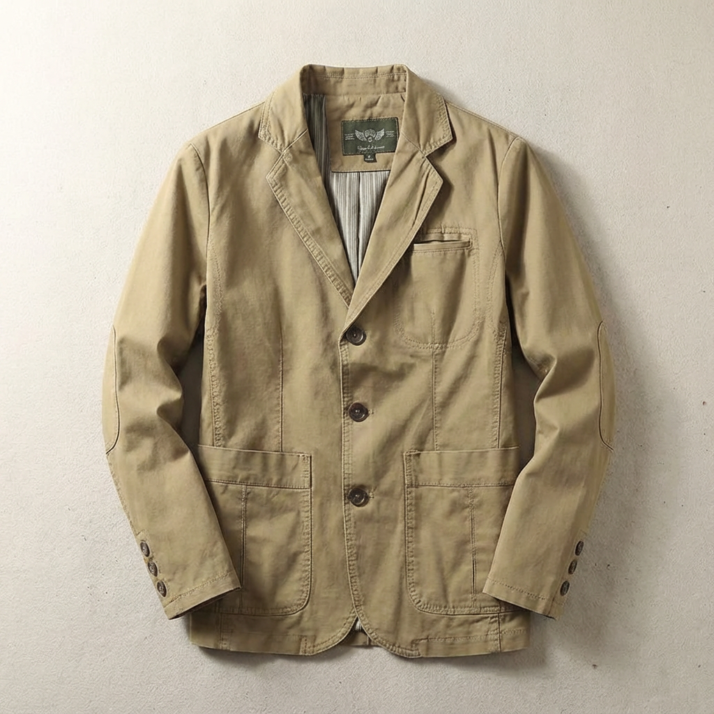 Men's Cotton Three-Button Blazer in Relaxed Fit