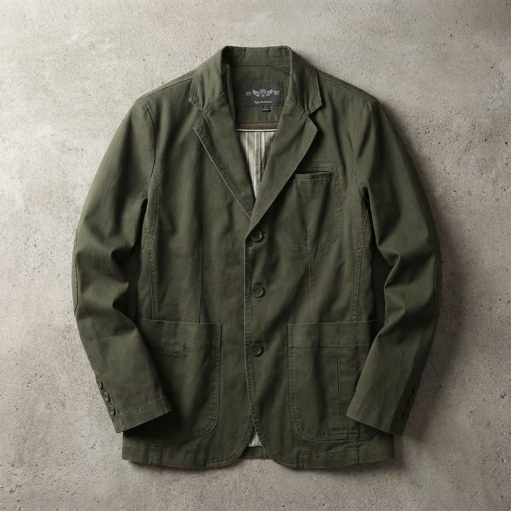 Men's Cotton Three-Button Blazer in Relaxed Fit