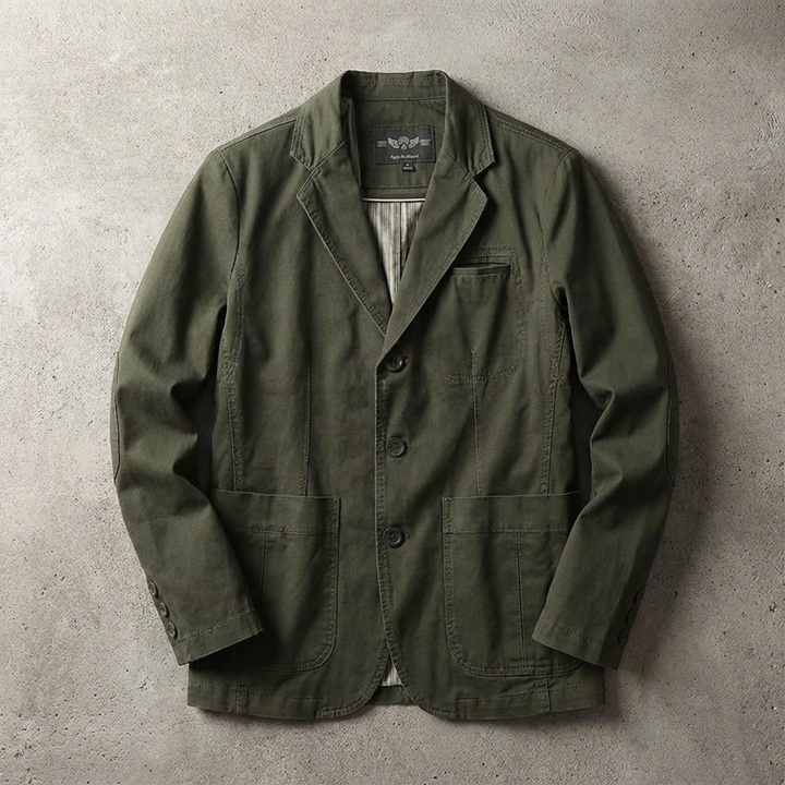 Men's Cotton Three-Button Blazer in Relaxed Fit