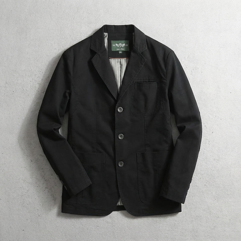 Men's Cotton Three-Button Blazer in Relaxed Fit
