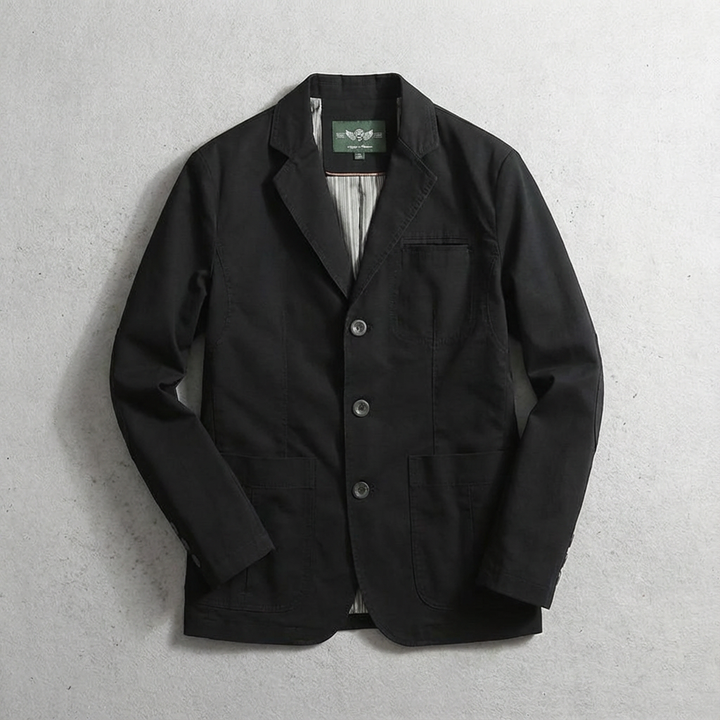 Men's Cotton Three-Button Blazer in Relaxed Fit