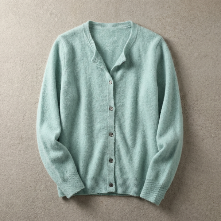 Women's Cotton Blend Cardigan with O-Neck Relaxed Fit
