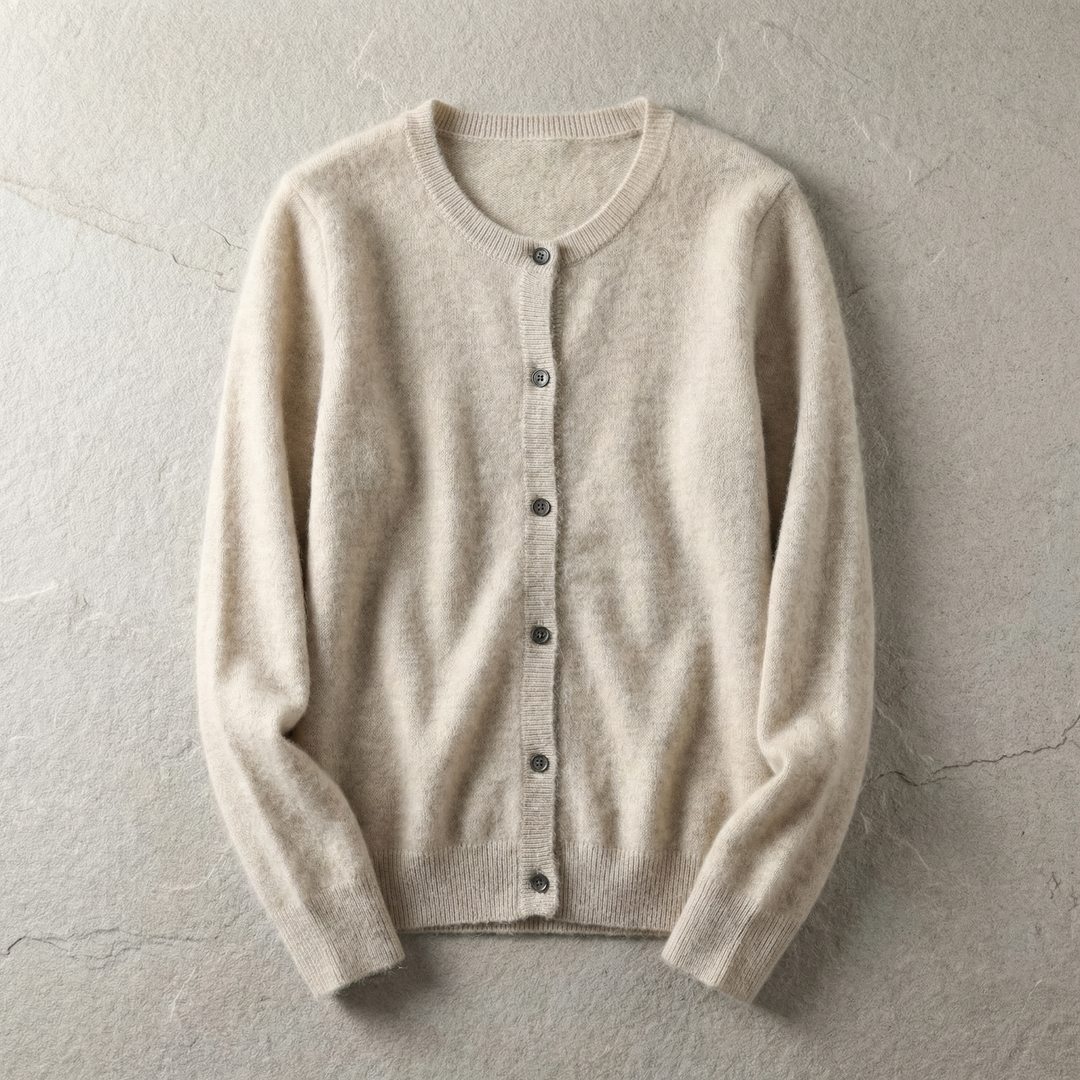 Women's Cotton Blend Cardigan with O-Neck Relaxed Fit