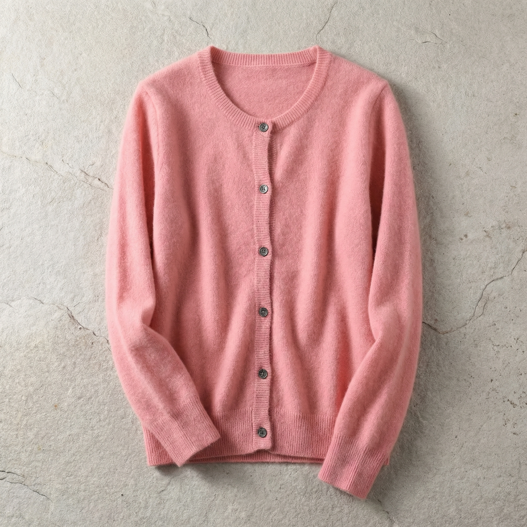 Women's Cotton Blend Cardigan with O-Neck Relaxed Fit