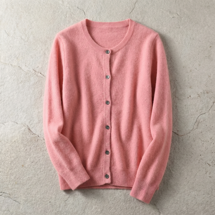 Women's Cotton Blend Cardigan with O-Neck Relaxed Fit