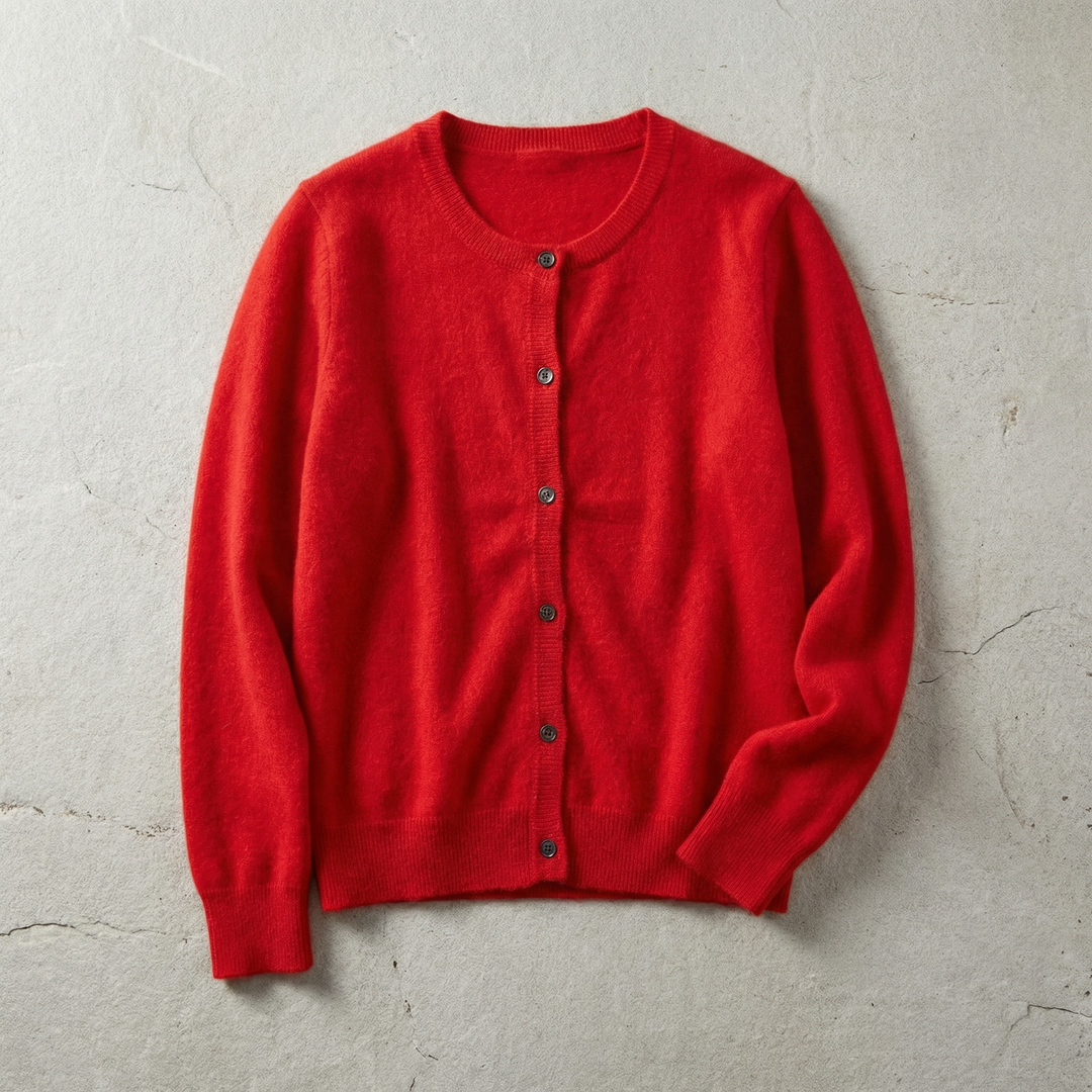 Women's Cotton Blend Cardigan with O-Neck Relaxed Fit