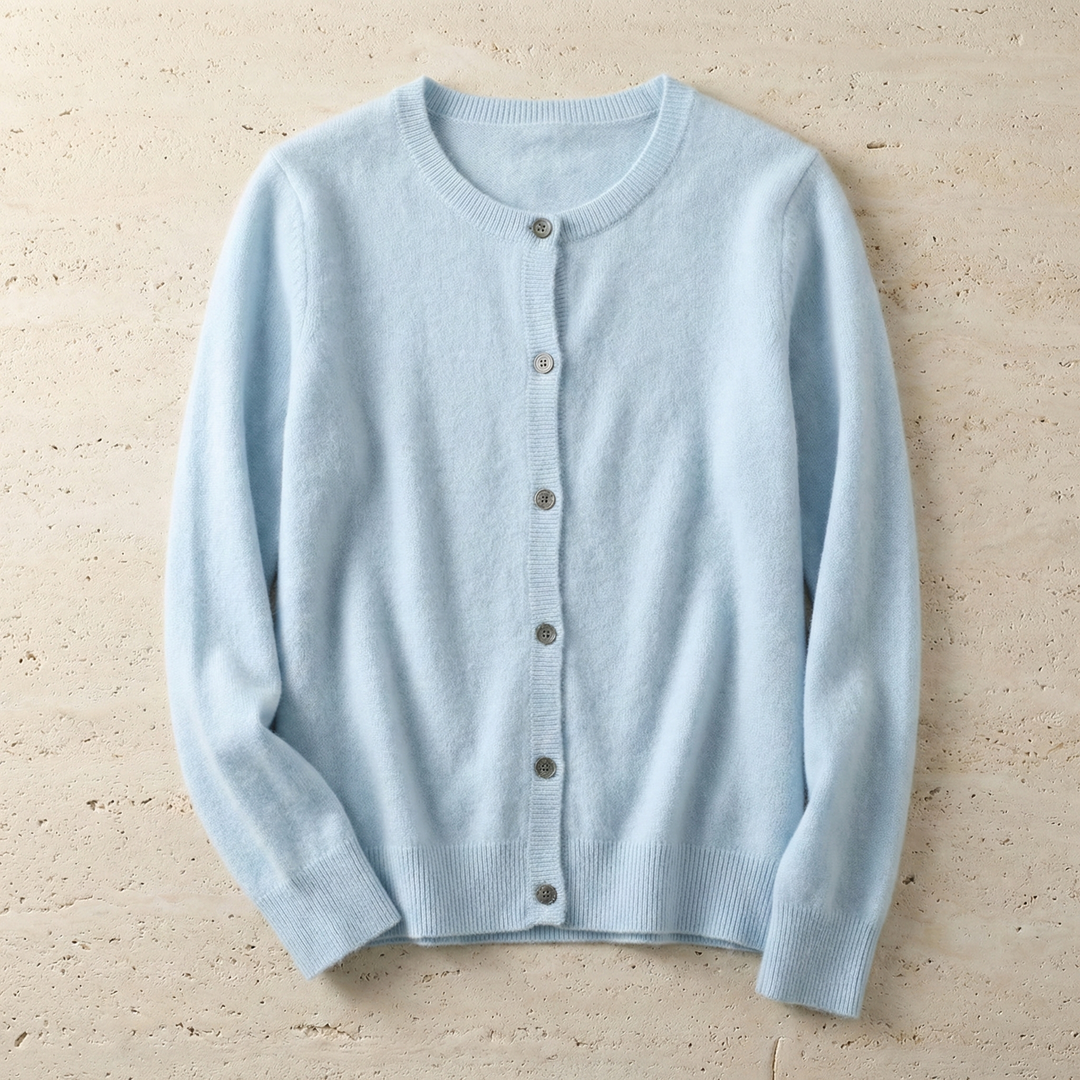 Women's Cotton Blend Cardigan with O-Neck Relaxed Fit