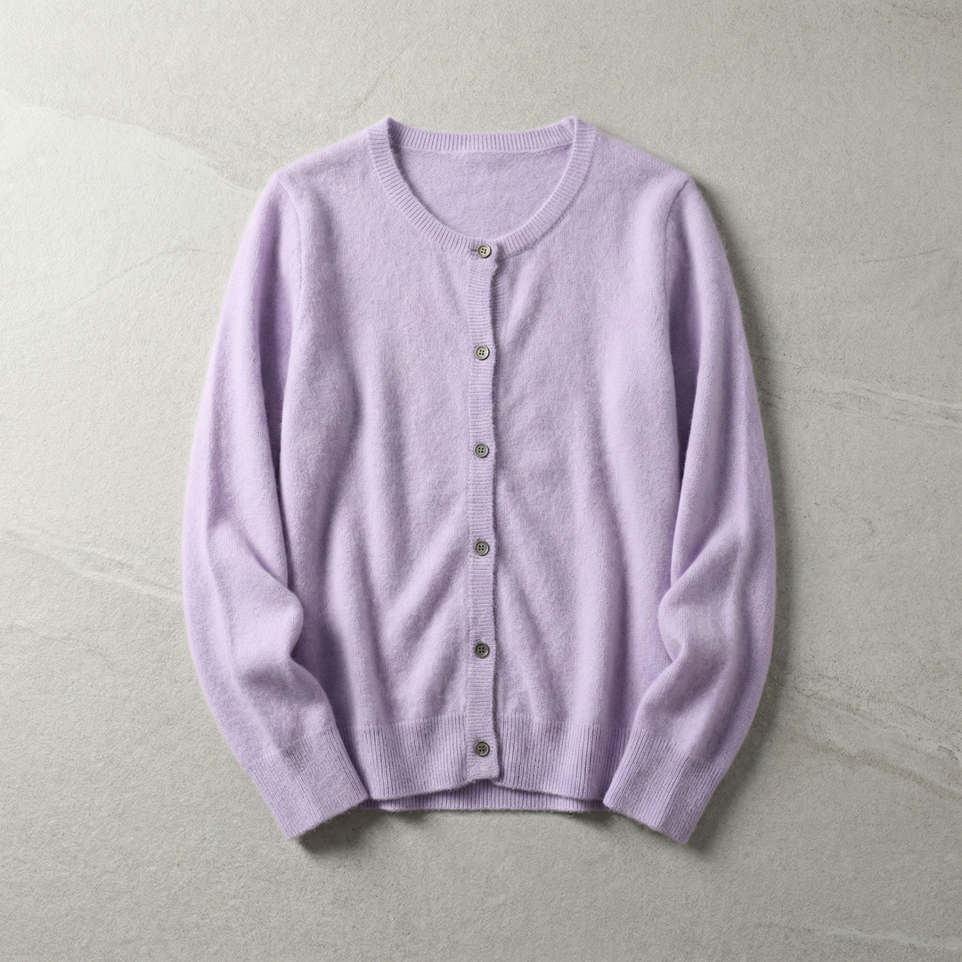 Women's Cotton Blend Cardigan with O-Neck Relaxed Fit