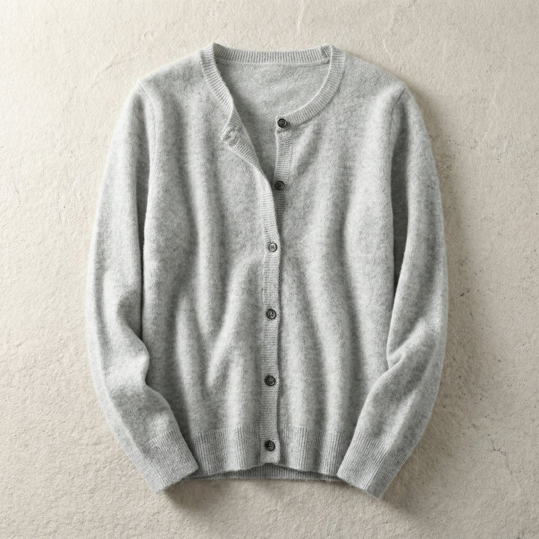 Women's Cotton Blend Cardigan with O-Neck Relaxed Fit