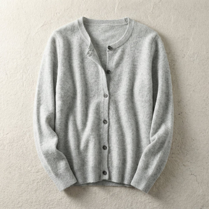 Women's Cotton Blend Cardigan with O-Neck Relaxed Fit
