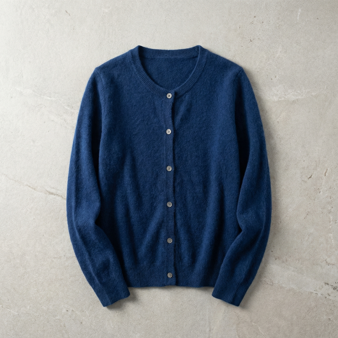 Women's Cotton Blend Cardigan with O-Neck Relaxed Fit