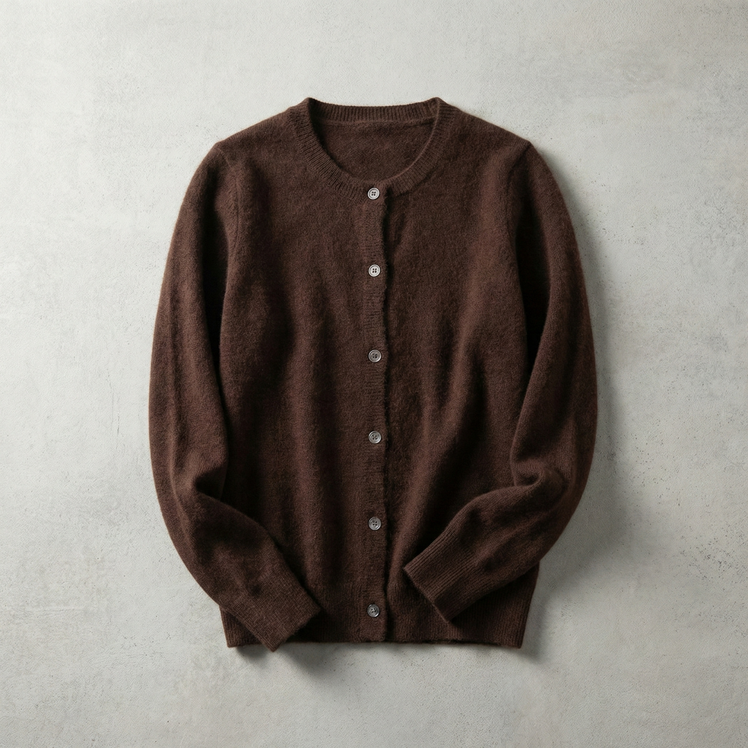 Women's Cotton Blend Cardigan with O-Neck Relaxed Fit