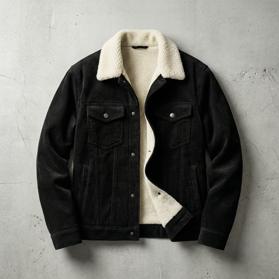 Men's Sherpa-Lined Corduroy Trucker Jacket in a Tailored Fit
